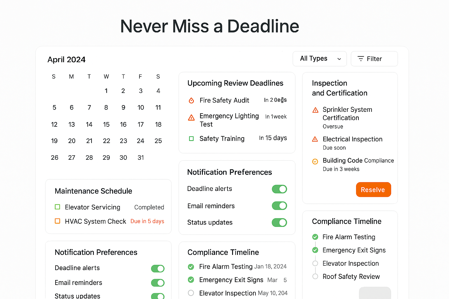 Reminder and automation dashboard